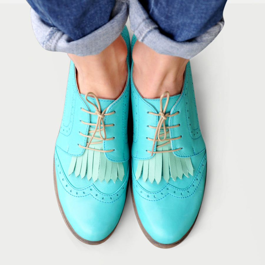 Womens_Derby_Shoes_Turquoise_Leather