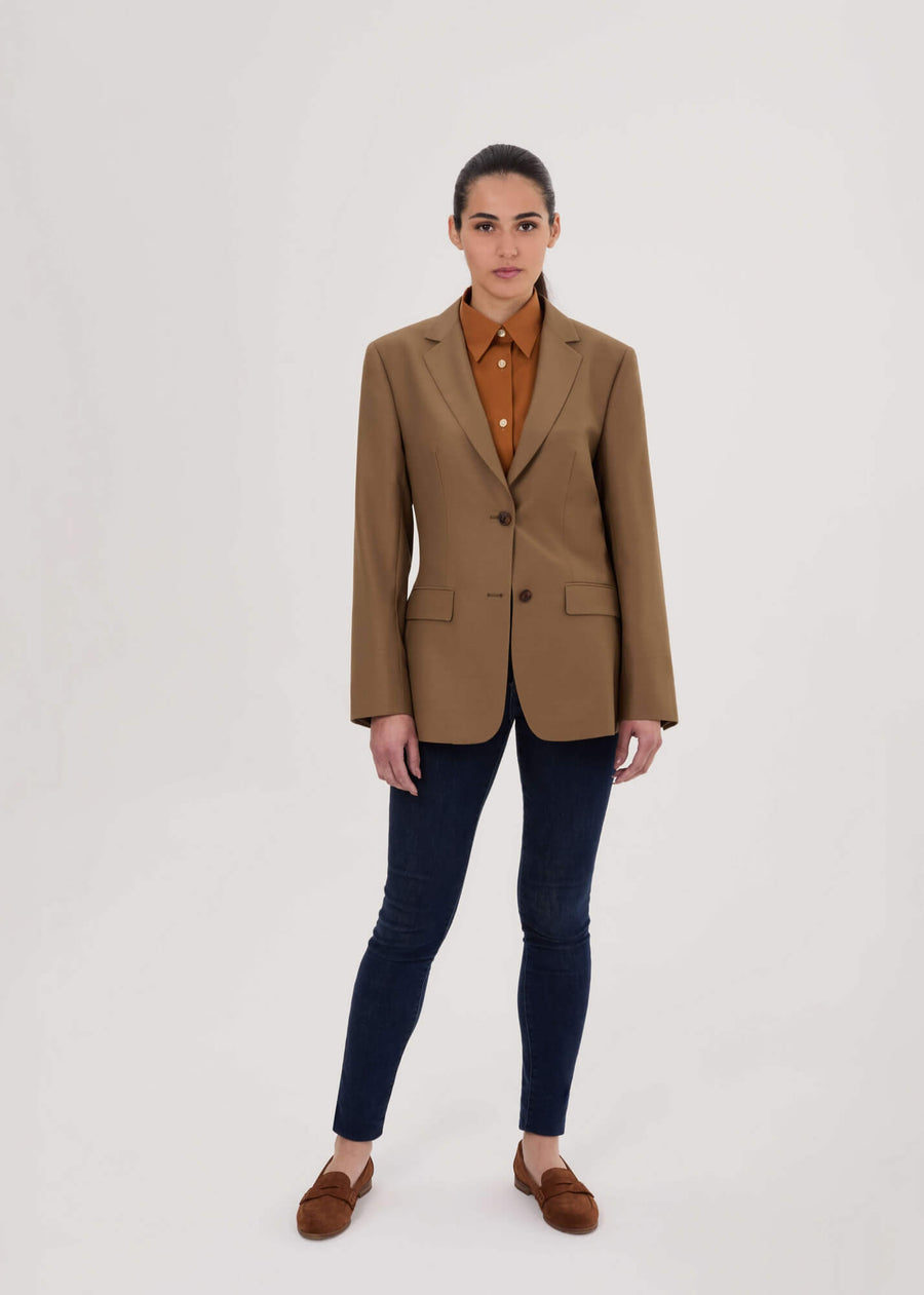 beige blazer for women by julia bo