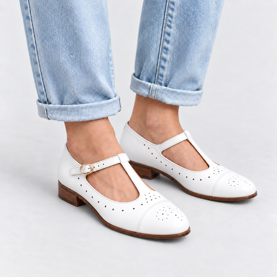 white mary jane shoes by julia bo