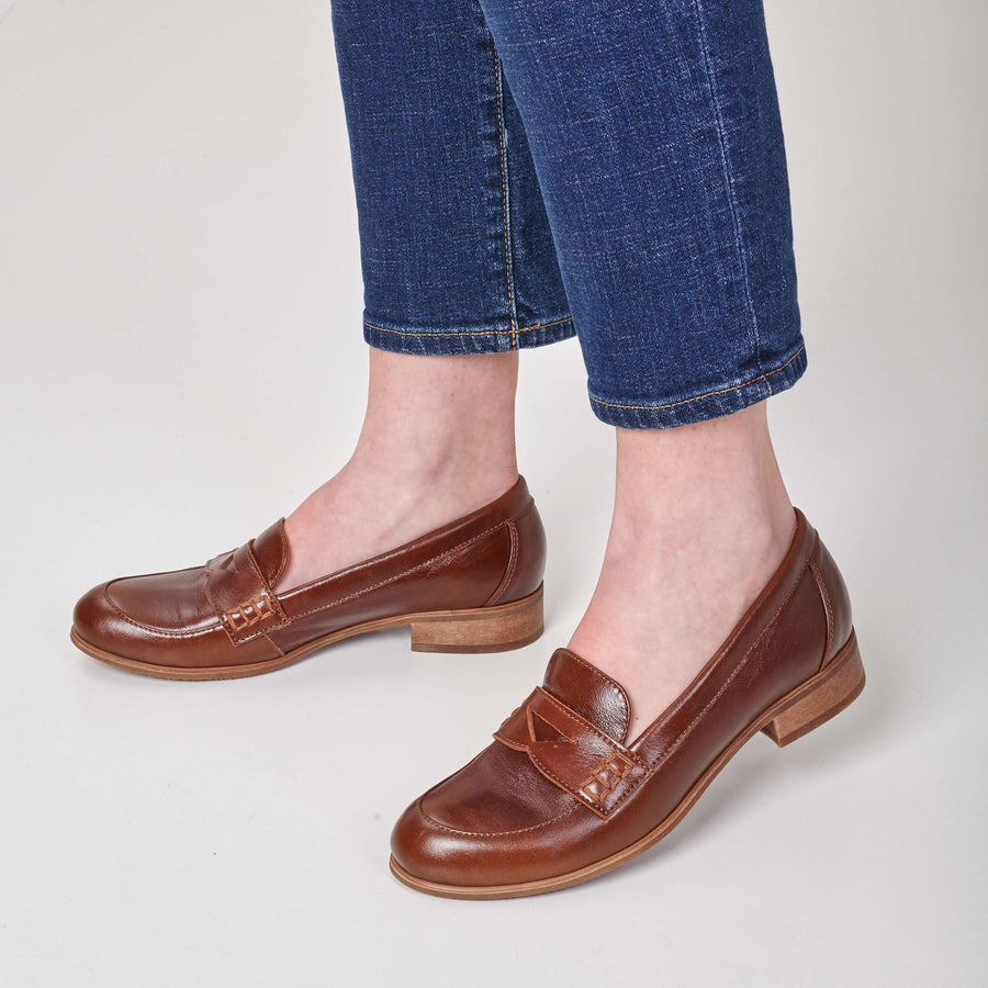 brown women loafers by julia bo