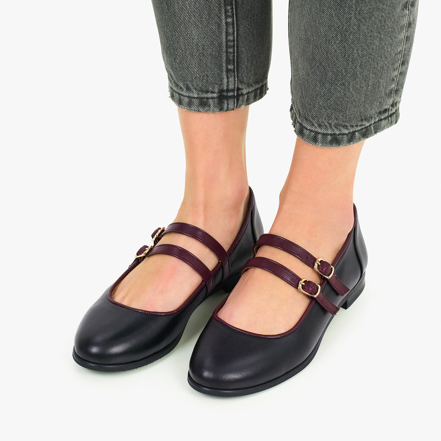 ballerina black flats by julia bo leather