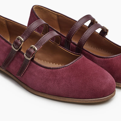 burgundy ballet flat velvet leather