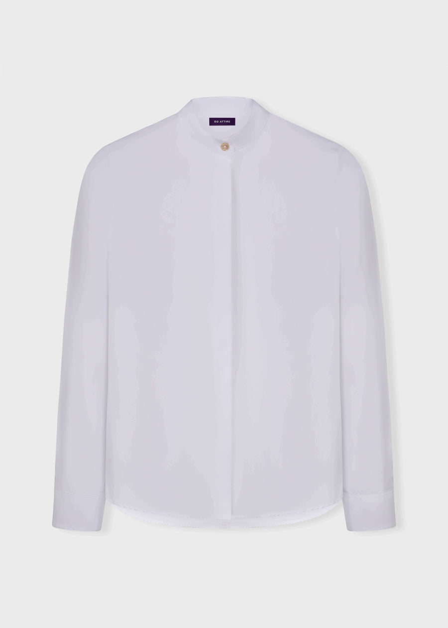 Collarless Shirt White for Women by Julia Bo
