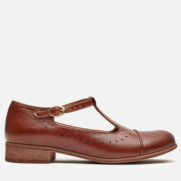 Escarpins Corso Como Mary Jane Talon Cône Cuir Brun Taille US 6 - Neuf Sans Emballage
