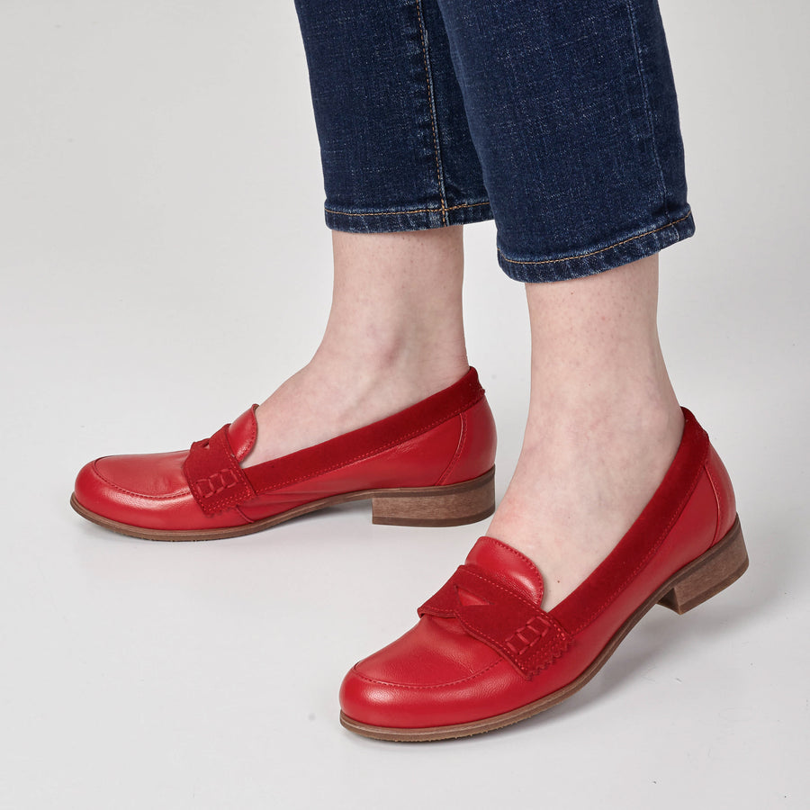 red womens loafers by julia bo