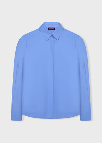 Royal Blue Shirt Hidden Buttons