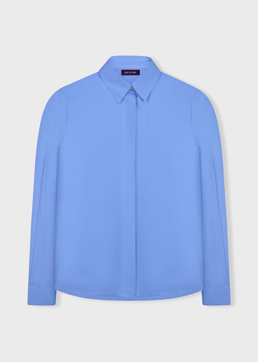 Royal Blue Shirt Hidden Buttons