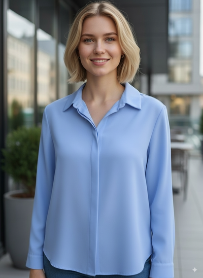 Royal Blue Shirt Hidden Buttons