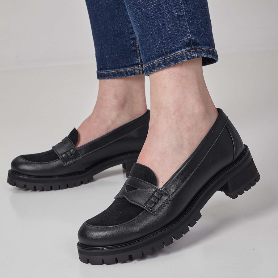 Womens Black Slip On Loafers by Julia Bo