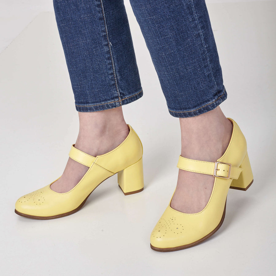 yellow mary jane shoes by julia bo