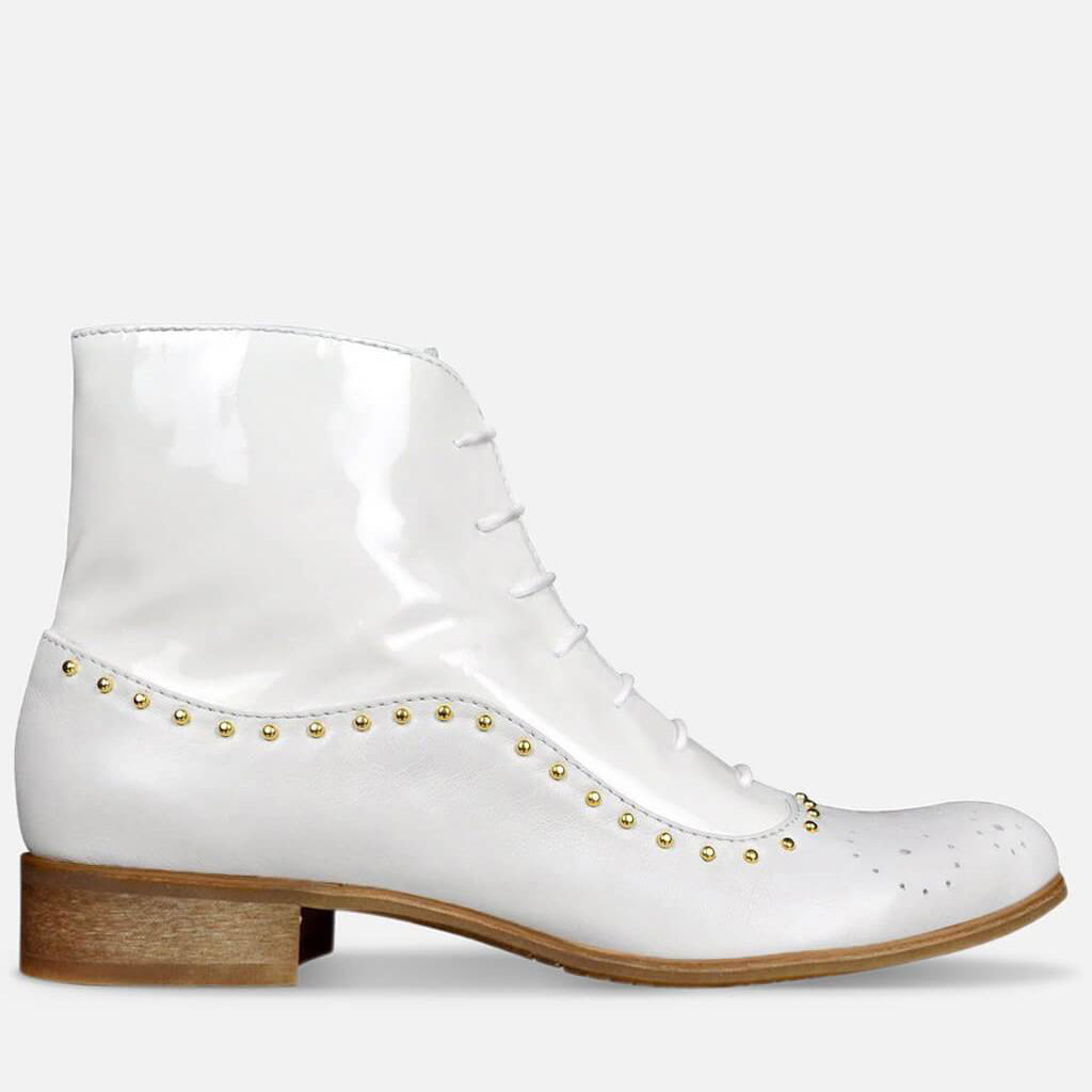 New Women's White Ankle Booties Boot Square Toe Chunky Block