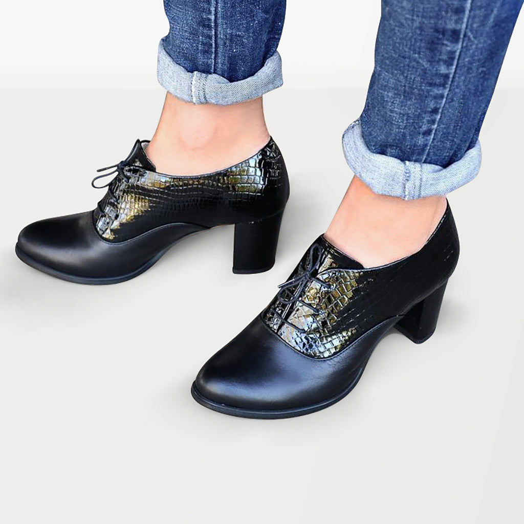 Black lace up oxford sales heels