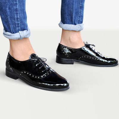 Black and white oxford shoes womens sale
