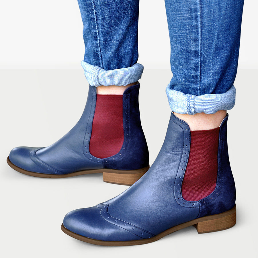 Blue Chelsea Boots Womens by Julia Bo - Custom Made Boots