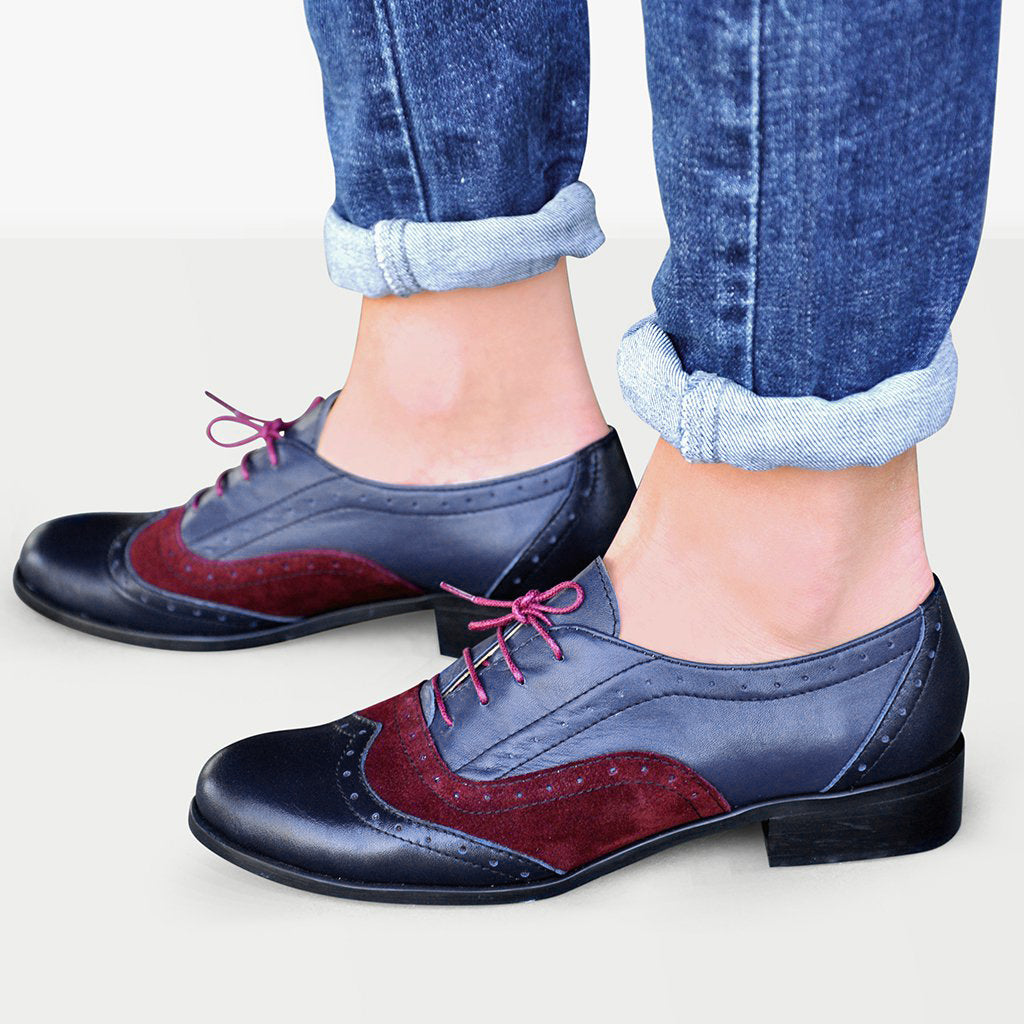 Blue Oxford Shoes Womens Lenox by Julia Bo Custom Oxfords Boots EU 34 US 4 4.5