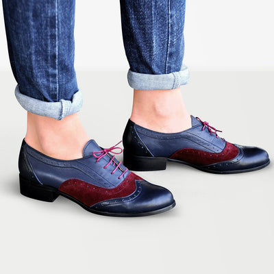 Navy leather brogues womens 2025