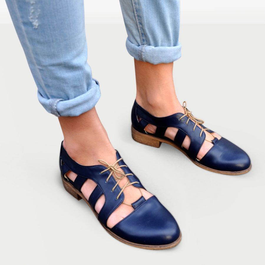 cut out oxford shoes blue leather