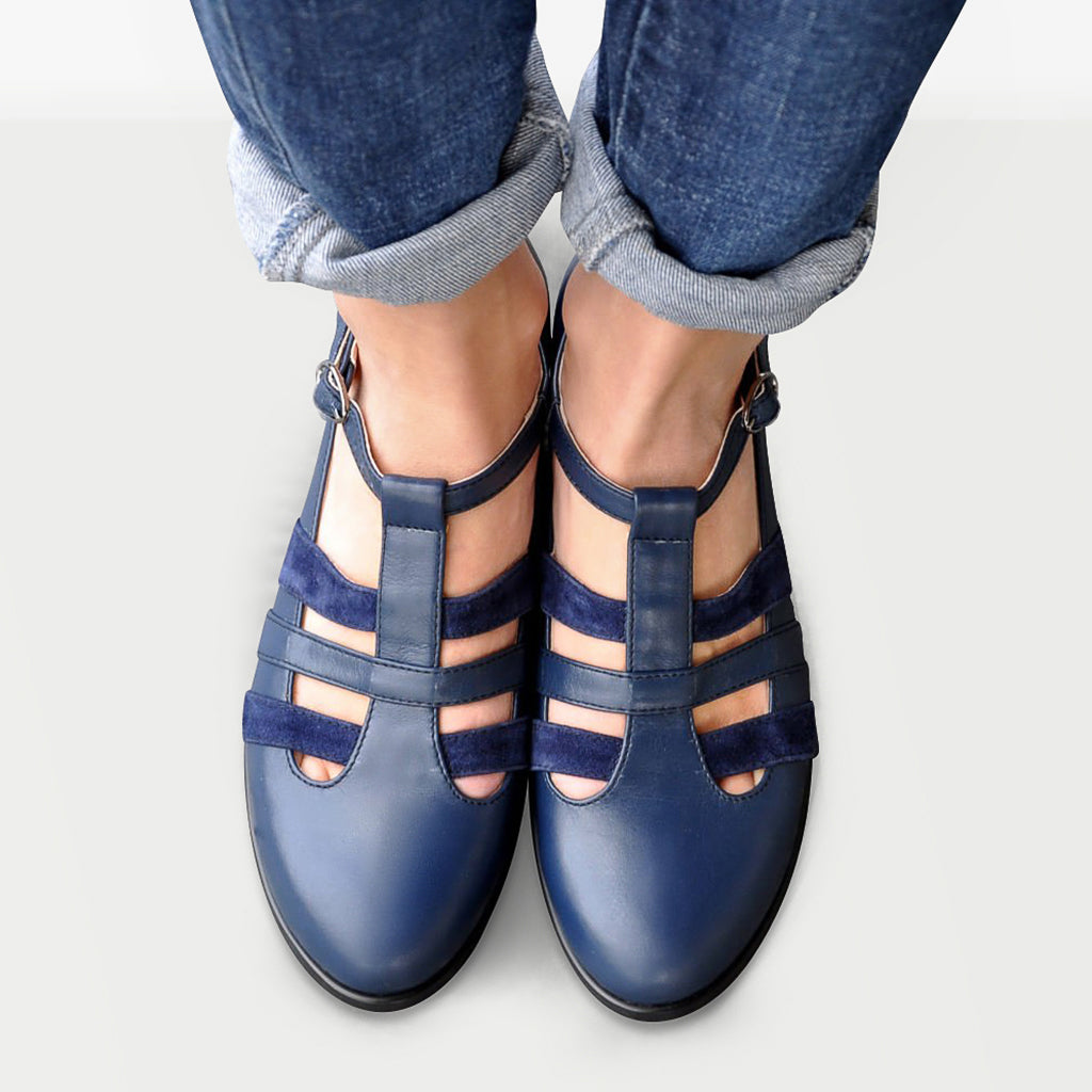 Navy Blue Mary Jane Shoes by Julia Bo Handmade Oxfords Boots Julia Bo Women s Oxfords