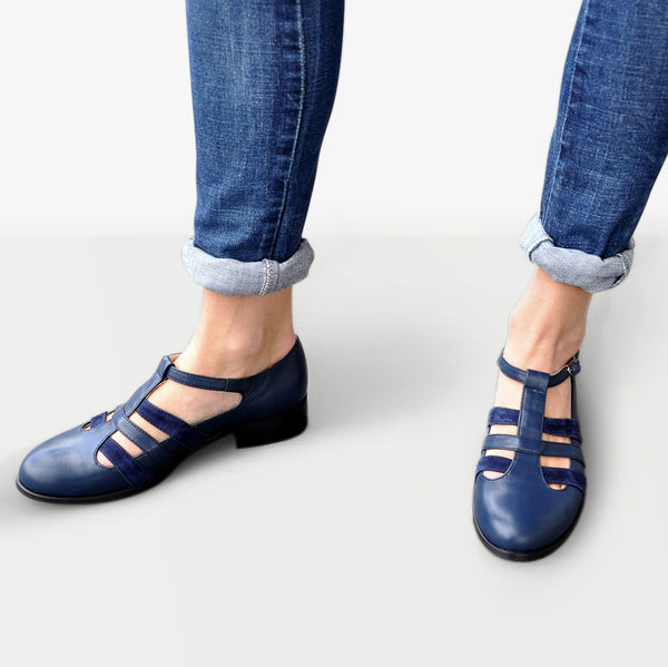 Mary-Jane Shoes, Picados Ajax Leather Navy Blue