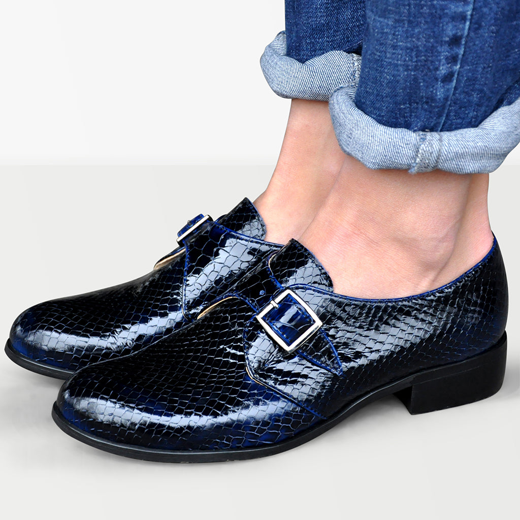 Blue patent leather shoes womens best sale