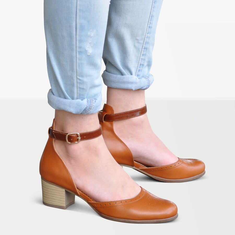 block heel sandals brown leather