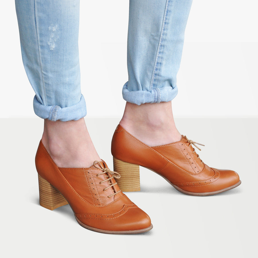 Heeled oxford shoes womens | Handmade by Women Artisans | Julia Bo