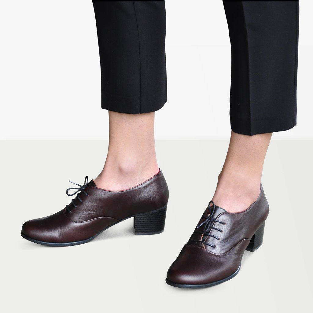 Lace Up Women Oxford Mid Heels Shoes 1947 – meetfun