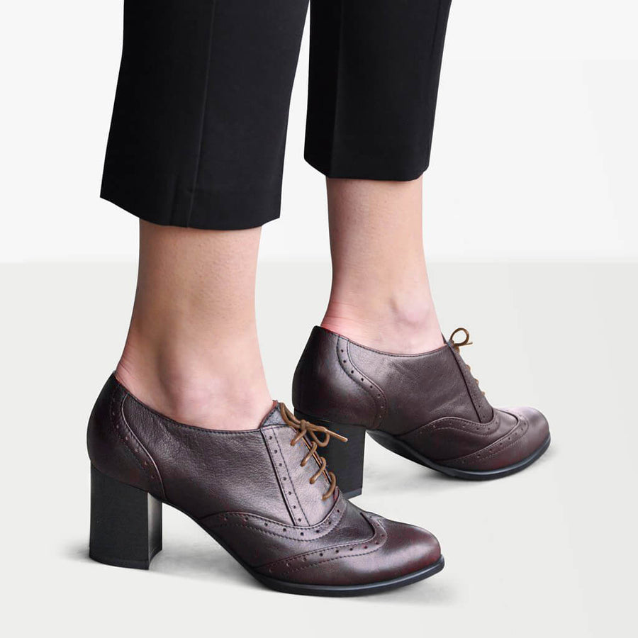 Amazon.com | Women's Lace-up Flat Oxfords Vintage Plaid Slip On PU Leather Oxford  Shoes Black | Oxfords