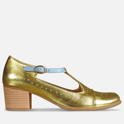gold mary jane shoes - Julia Bo