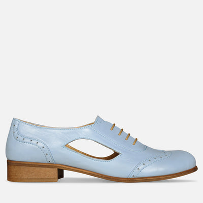 lace cutout oxford shoes - light blue leather | Julia Bo