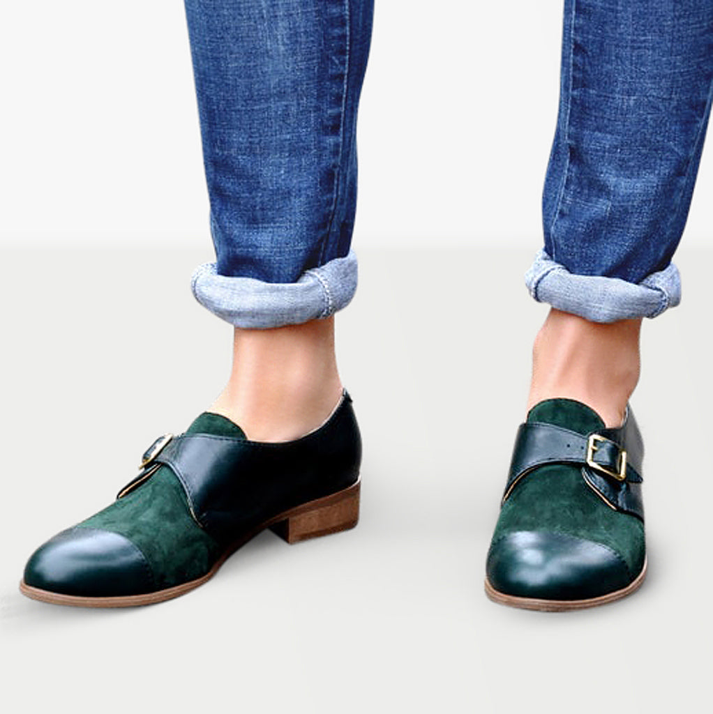 Duke - Monk Shoes, Dark Green, For Women Duke - Monk Shoes, Dark Green, For Women