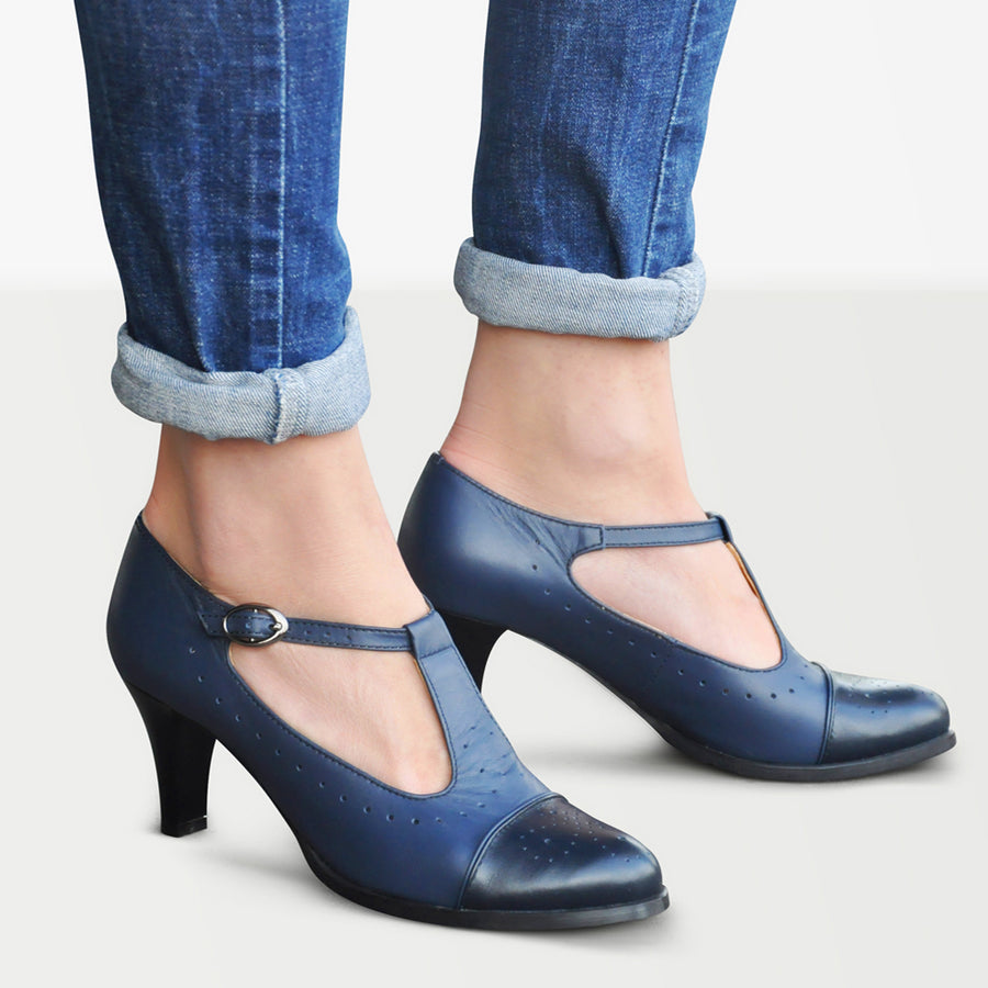 mary jane heels blue