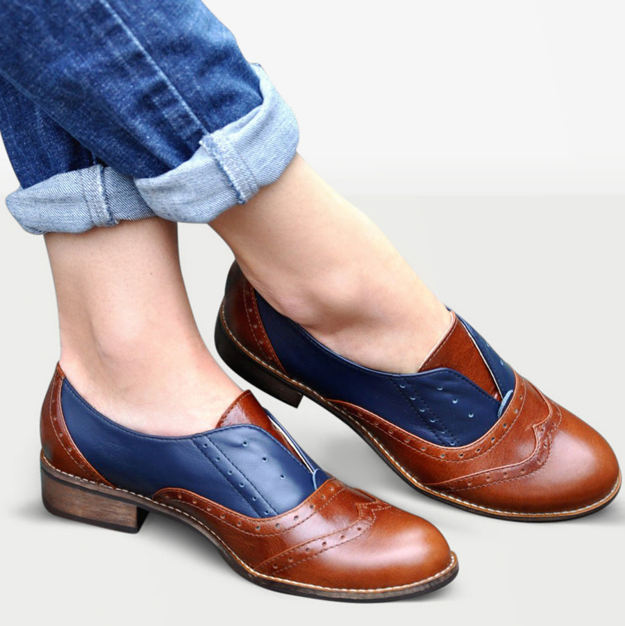 Laceless oxford shoes brown leather