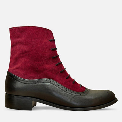 women oxford boots black burgundy leather