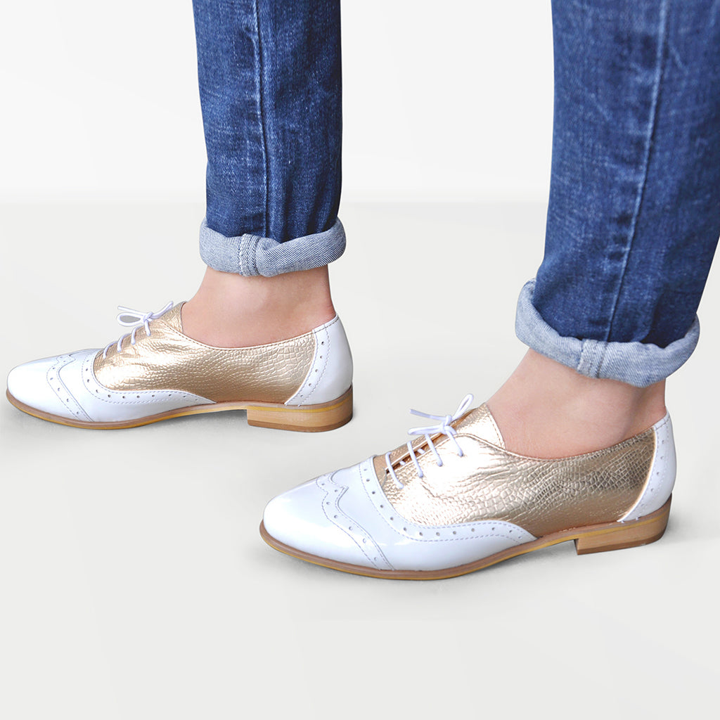 Rose gold oxford shoes womens on sale