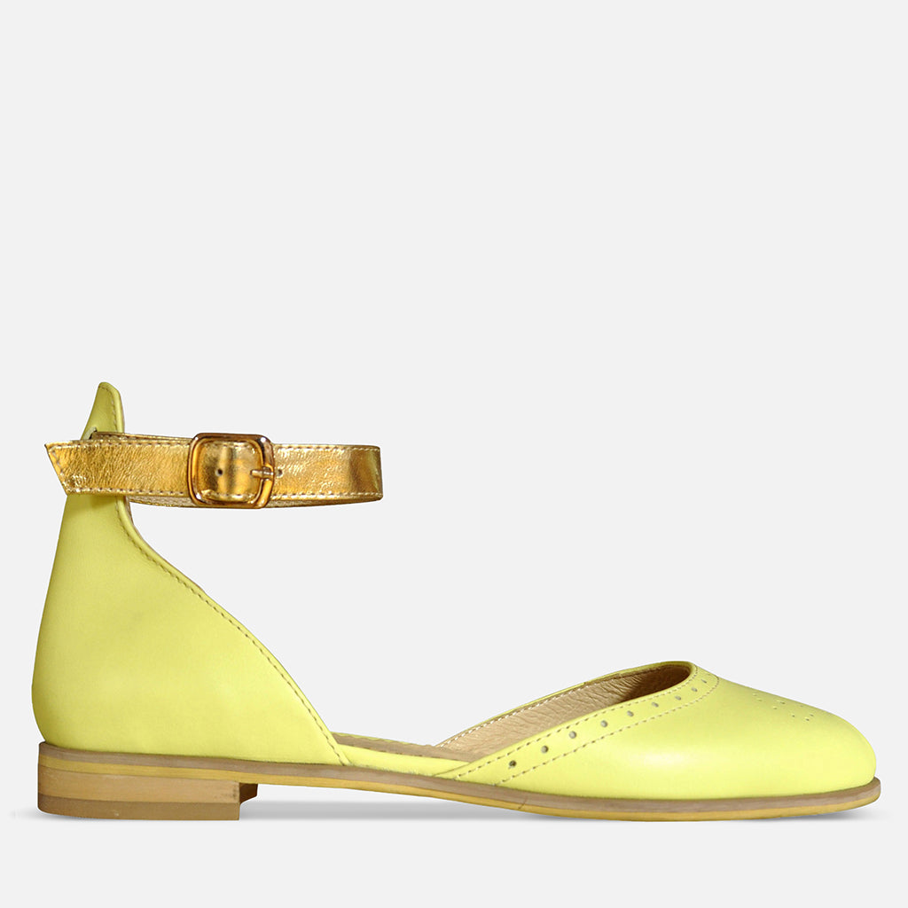 Yellow ankle strap flats 2025