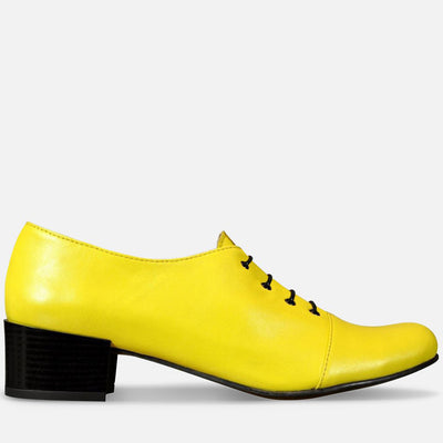 yellow shoes for women leather low heel