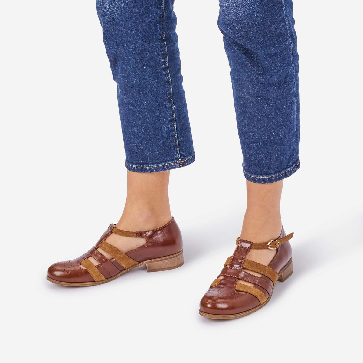 Mary Jane Shoes for Women Brown Leather Julia Bo Handmade Oxfords