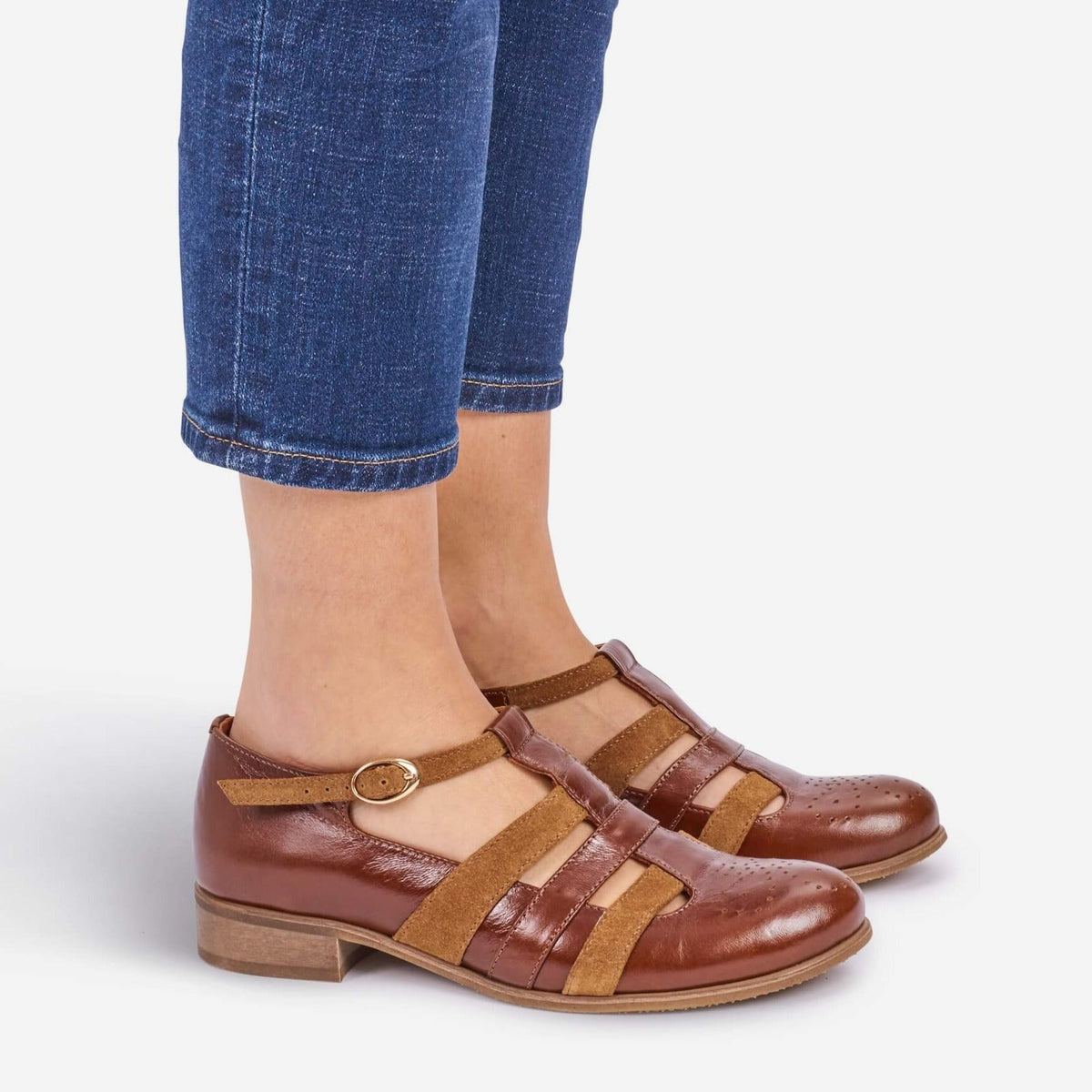 Mary Jane Shoes for Women Brown Leather Julia Bo Handmade Oxfords