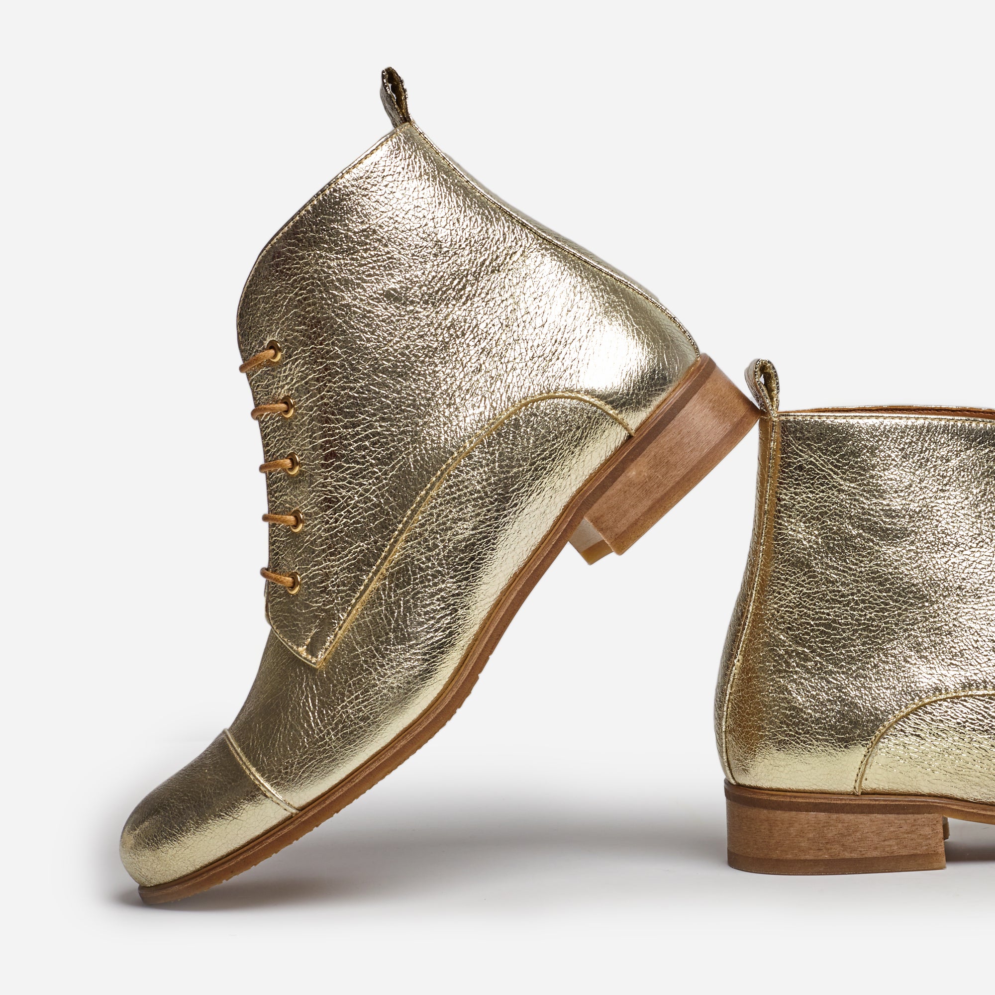 Golden Lace Up Boots - Julia Bo Custom Made Shoes & Boots - Julia Bo - Women's Oxfords Golden Lace Up Boots - Julia Bo Custom Made Shoes & Boots - Julia Bo - Women's Oxfords