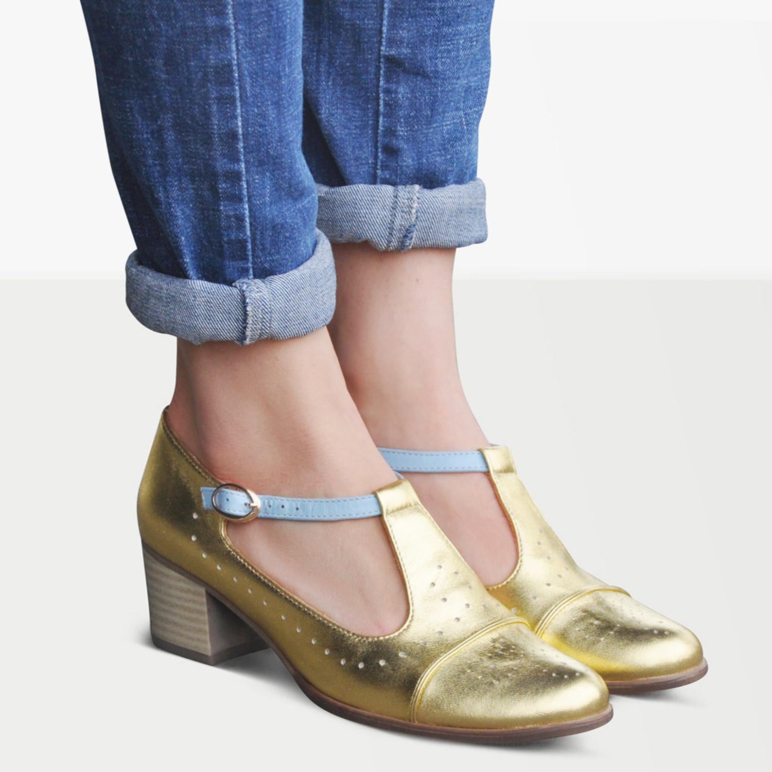 Gold Mary Jane Shoes | Handmade By Women | Julia Bo - Julia Bo - Women'S  Oxfords