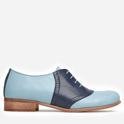 saddle shoes blue leather for women juliabo